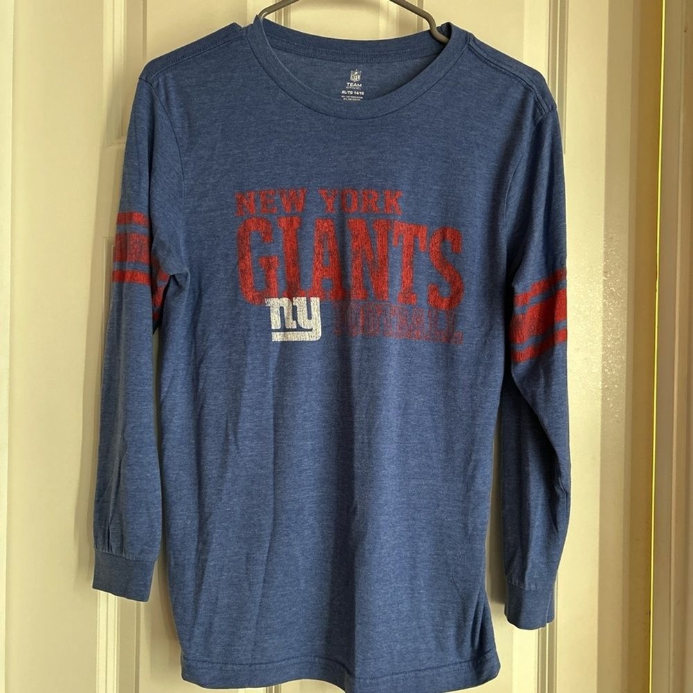 NFL New York Giants Kids Blue Long Sleeve‎ Tee, XL 14/16 Fanwear